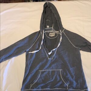 Deep V neck Gray Hoodie